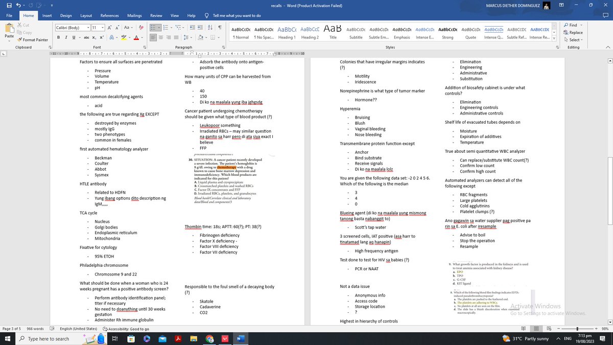 corynebacc's tweet photo. Credits po sa RMT batchmate na nag-share ng questions na narerecall niya. 

Hindi po word per word iyong lahat ng recalls but exact choices or answer ang hinanap sa boards. Hehe. https://t.co/G7SBknDMO4