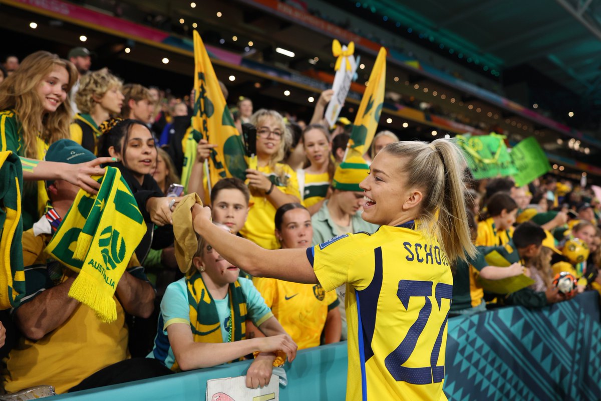 FIFAcom's tweet photo. History makers. 
Record breakers. 
Game changers. 

A tournament to be so proud of, @TheMatildas. Thank you for being incredible co-hosts of the ninth #FIFAWWC 👏 https://t.co/314Qx7x9dK