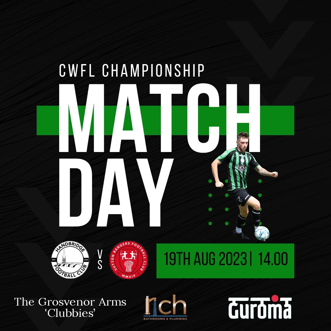 HandbridgeFC (@handbridgefc) on Twitter photo β½οΈ MATCHDAY β½οΈ
This afternoon at 2pm we kick off against <a href="/suttonrangers_/">Sutton Rangers</a> Reserves the game will be held at <a href="/CheshireThe/">The Cheshire</a> spectators more than welcome
#Upthebridge ππ€ β½οΈ MATCHDAY β½οΈ
This afternoon at 2pm we kick off against <a href="/suttonrangers_/">Sutton Rangers</a> Reserves the game will be held at <a href="/CheshireThe/">The Cheshire</a> spectators more than welcome
#Upthebridge ππ€