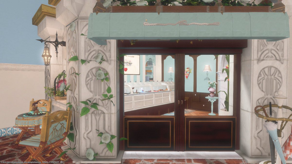 RukaHaru14's tweet image. 𝙈𝙞𝙨𝙩 𝙘𝙧𝙚𝙖𝙢🍨

暑〜いのでチョコミントカラーのアイスクリーム屋さん作りました🩵🤎

良かったら涼しみに来てください😋🍦

🏠Anima mist 1-27(S)
#ffxivhousing #FF14ハウジング
#HousingEden