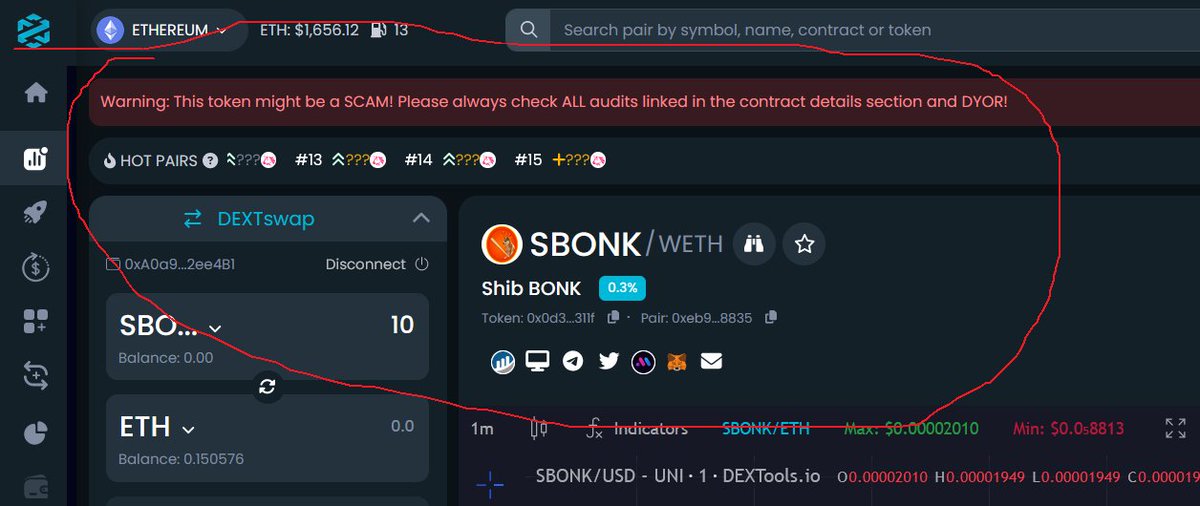 PercDegen's tweet photo. Careful out there boys $Sbonk  #Scam https://t.co/1MbfLx9NWZ