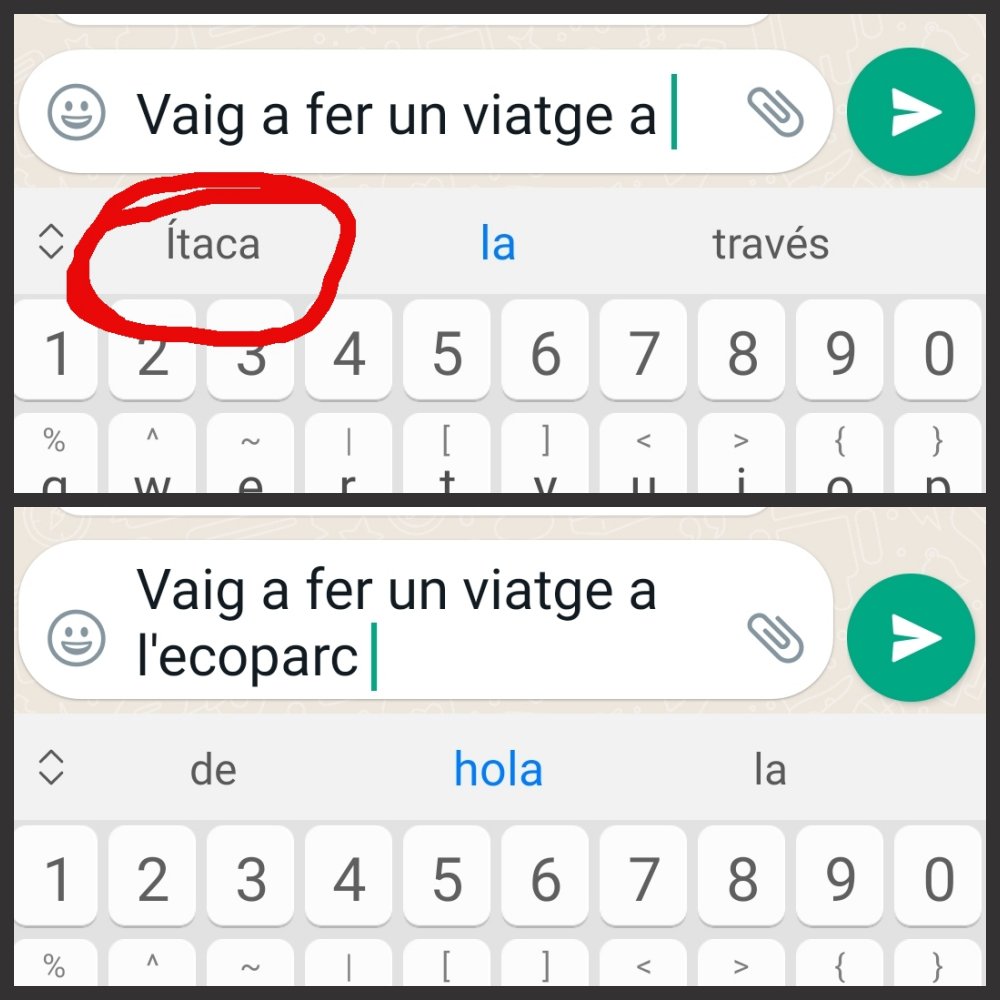 El que espera el teclat predictiu del meu telèfon.
VS 
La realitat.