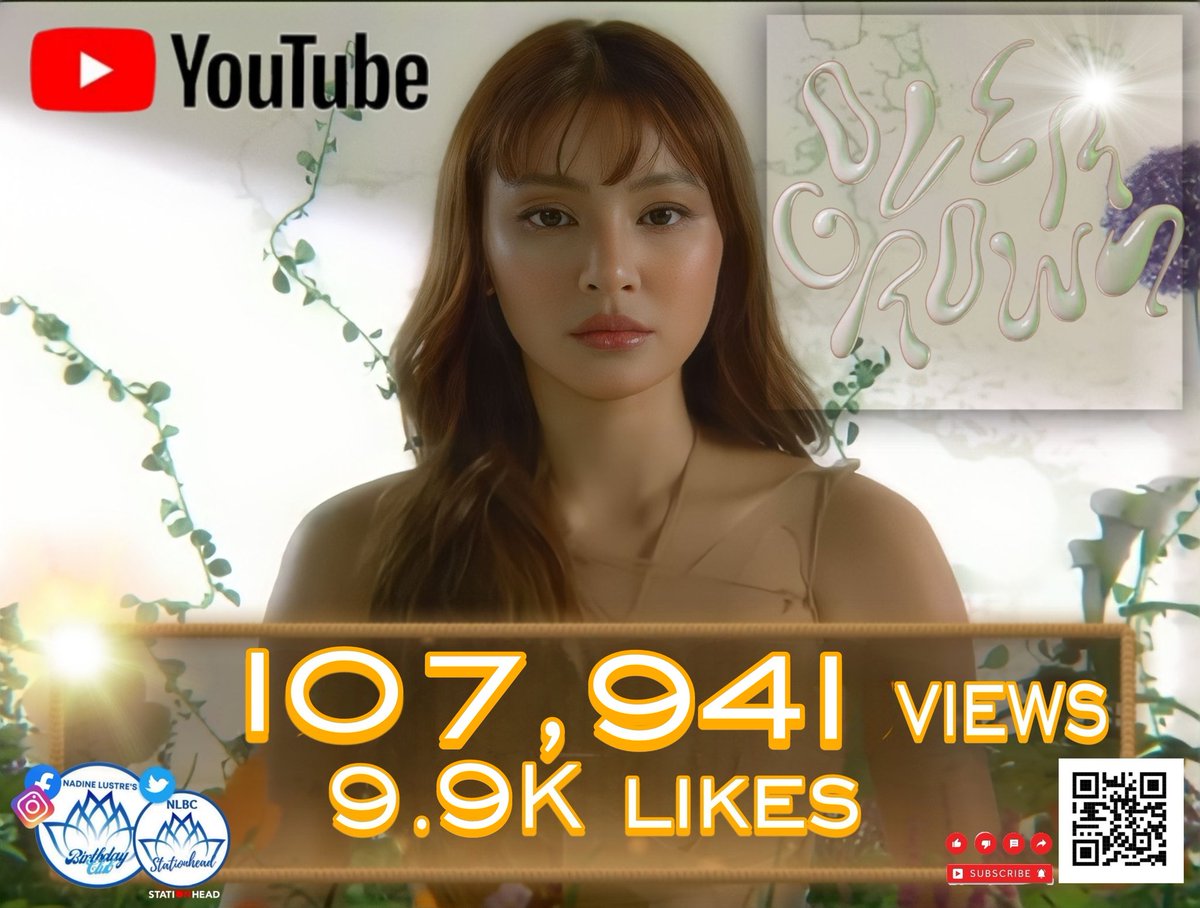 NLBCStreamers's tweet photo. 🌱8/19/23 YOUTUBE UPDATE: #NadineLustre's (@hello_nadine) "OVERGROWN" flourishes with an impressive 107K views and 9.9K likes on YT!

Let's keep streaming, liking, and sharing to achieve even more, Nstans. 💙

🔗 https://t.co/ECuRKiFNan https://t.co/ain8ymunUB