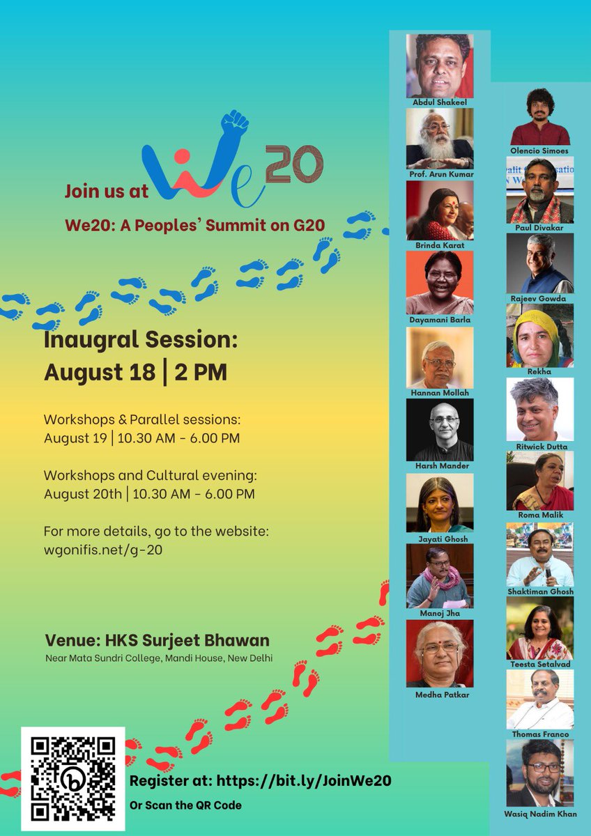 The successful WE-20 People’s Summit is now being attacked by <a href="/DelhiPolice/">Delhi Police</a> saying the event is canceled! As speakers ranging from <a href="/Jairam_Ramesh/">Jairam Ramesh</a> <a href="/vandanashiva/">vandana shiva</a> <a href="/medhanarmada/">Medha Patkar</a> <a href="/nandinisundar/">N S</a> <a href="/bennykuru/">Kuruvilla Benny</a> are speaking inside! Ridiculous fear being shown by the union Govt. #We20Summit