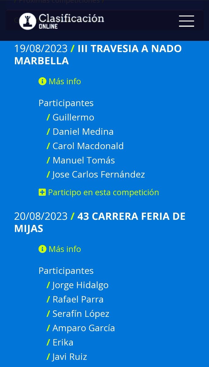 cdaxarlon's tweet photo. 🔵COMPETICIONES DEL FIN DE SEMANA📆🔵
➡️III Travesía a nado de Marbella.
➡️ 43a Carrera Feria de Mijas.
➡️ También tendremos quedada el domingo: 8h Cafetería Daoiz.

¡Suerte! 🍀👏 https://t.co/sF2RHNYD5H