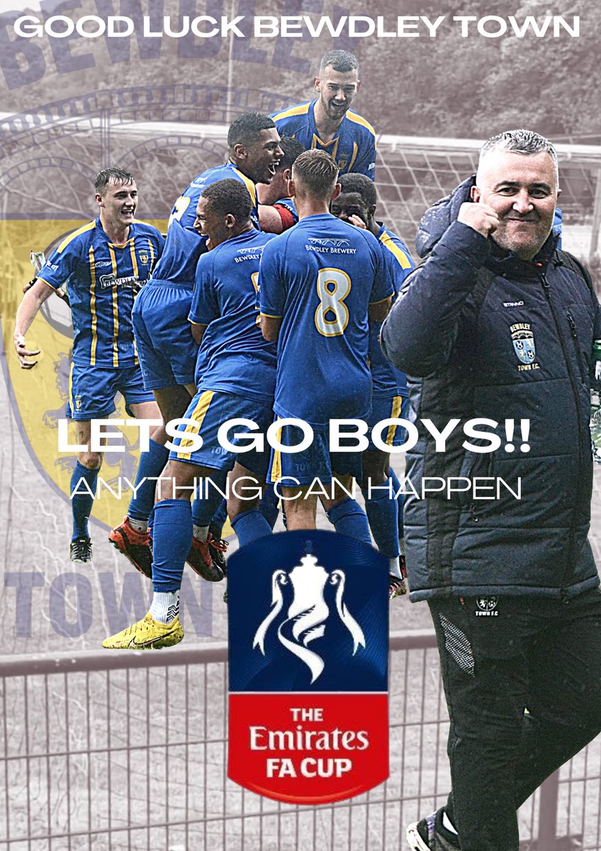 LETS MAKE SOME NOISE Good Luck <a href="/BewdleyTownFC/">Bewdley Town FC</a> let's enjoy the day too 💙💛 but 💚🖤maybe LOL <a href="/EmiratesFACup/">Emirates FA Cup</a> #FACup