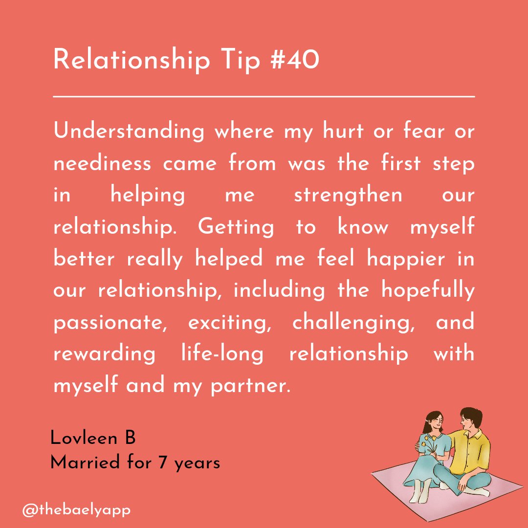 thebaelyapp's tweet photo. Relationship tip #40 by 
Lovleen B (Married for 7 years)

#relationshiprules #relationshiptips #relationshiptip #relationships101 #relationshipsbelike #relationshipadvice #marriagetips #marriagelife #healthymarriage #relationshipsmatter #relationshipmatter #indianmarriage https://t.co/neQTCMaTrj