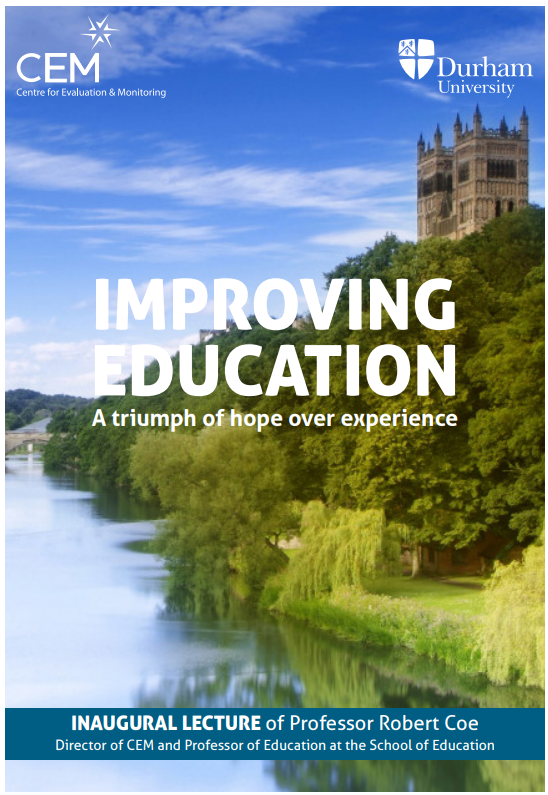 Improving Education.
It's 10 years since the release of <a href="/ProfCoe/">Robert Coe</a>'s paper that introduced 'poor proxies for learning' and it's still relevant today.

You can download a copy here 👇

hubs.la/Q01_qM3M0