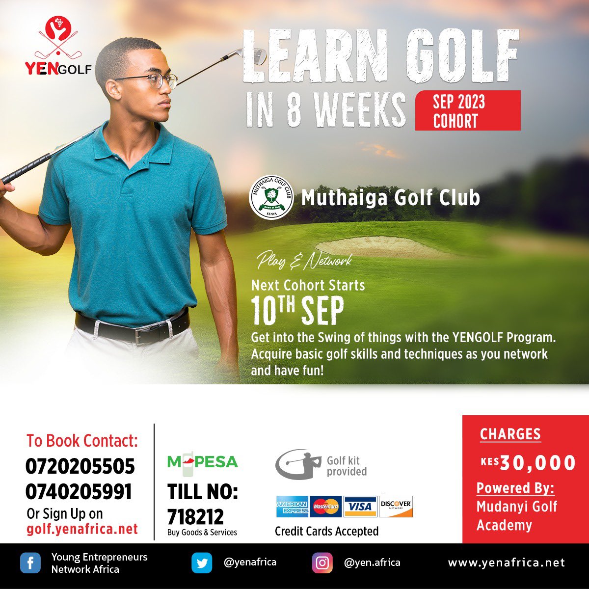 Our new Learn Golf in Eight Weeks class start on the at Windsor Golf Hotel and Country club and on the 10th of September at Muthaiga Golf Club.

#YENGolfAlumni #LearnGolfinEightWeeks #GolfProgram