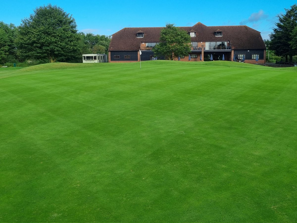GolfAtDrayton's tweet photo. 10 days on for winter maintenance, we're seeing lots of seed germination and a good recovery. The greens have received a cut this morning ready for the captain's charity day https://t.co/6U0wtBsRx4