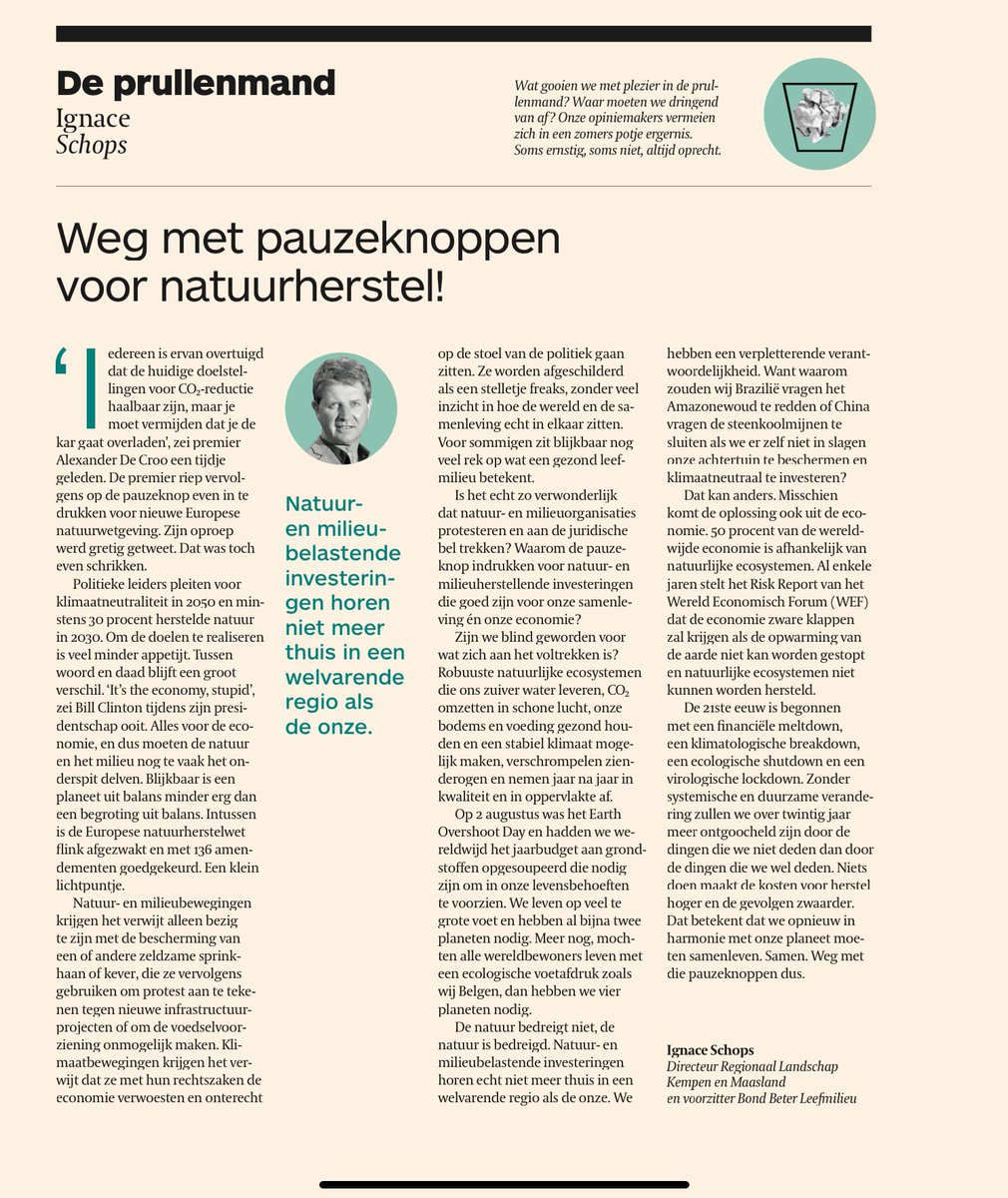 ISchops's tweet photo. Weg met de Pauzeknoppen voor  natuurherstel! Vanochtend in de Prullenmand van de Tijd. https://t.co/yvneGcgP2Q