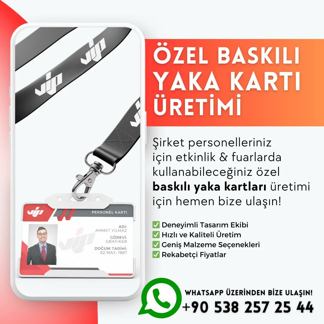 🌟 Vip Dijital Baskı Merkezi - Yaka Kartı Üretimi 🌟
Vip Dijital Baskı Merkezi olarak, sizin için özel tasarlanmış ve yüksek kalitede yaka kartları üretiyoruz! 

Detaylar ve fiyat teklifleri için bizimle iletişime geçmekte tereddüt etmeyin. 

#VipDijitalBaskı #YakaKartı