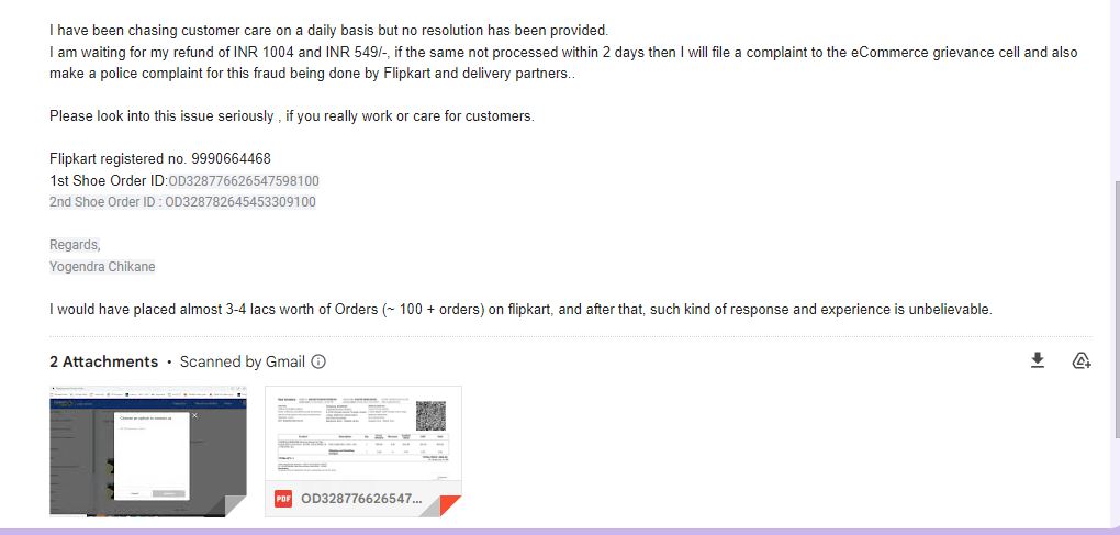 ykc_jec's tweet photo. @Flipkart @flipkartsupport @_Kalyan_K @_sachinbansal @flipkart_victim  After 10 years of association and 200+ orders as well, flipkart's support for its customer was pathetic and un expected. Just last effort on twitter for resolution, before going to legal recourse. https://t.co/WJGJe3wGa2