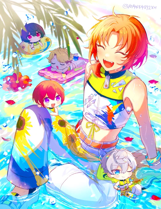 #絵を彩度100にすると超派手黒髪がいろんな色になるの面白い 