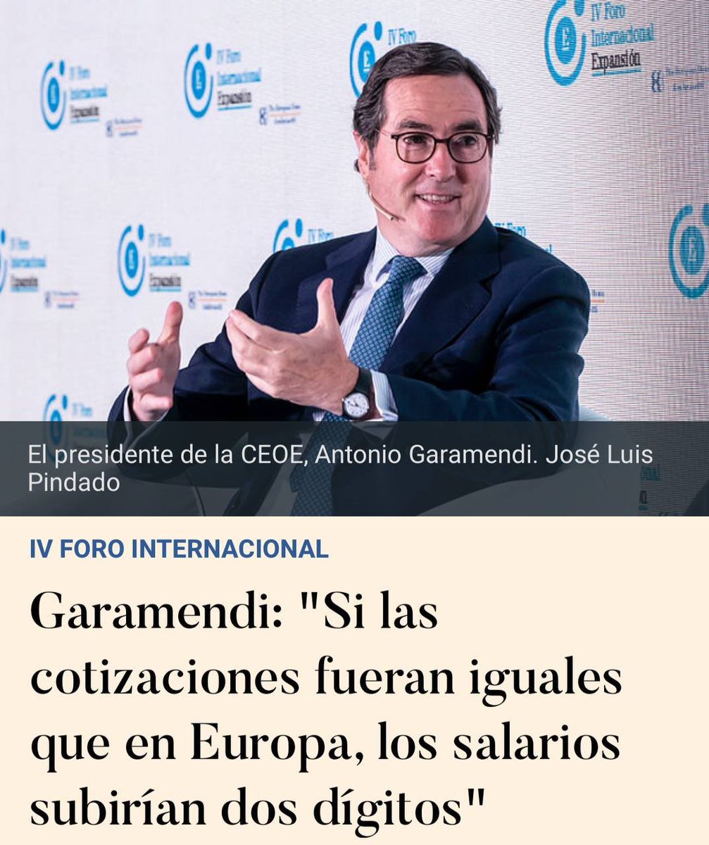 JulenBollain's tweet photo. Quiero recordar a Garamendi que el coste laboral por hora de un trabajador en España es de 22,9€. Muy inferior al de Países Bajos (38,3), Francia (37,9), Alemania (37,2) o Italia (29,3) y solo mayor que el de los países del este y Portugal.

Haced caso a Europa y subid salarios. https://t.co/n8LC4ZCSKD
