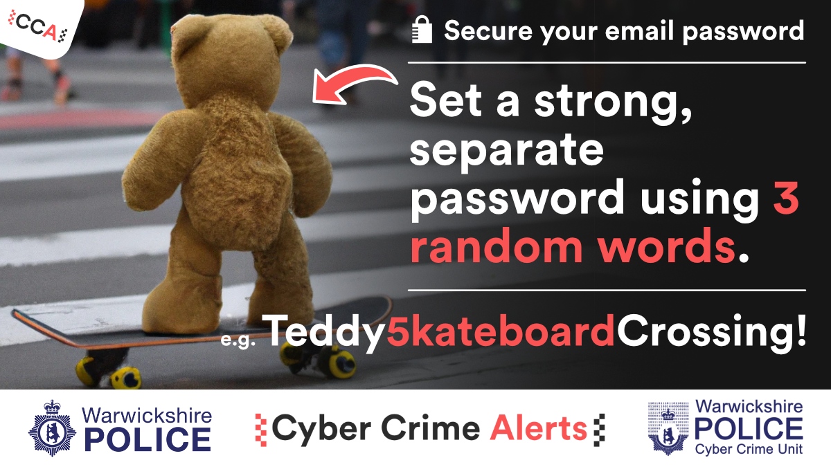 CyberAlerts's tweet photo. 📧 🔒 Secure your email: set a strong, separate password using 3 random words. If a criminal gets into your email, they can use password resets to access your other online accounts.

For more info at: https://t.co/smbklOSyf6

#CyberProtect https://t.co/BJb4Wy9N8W