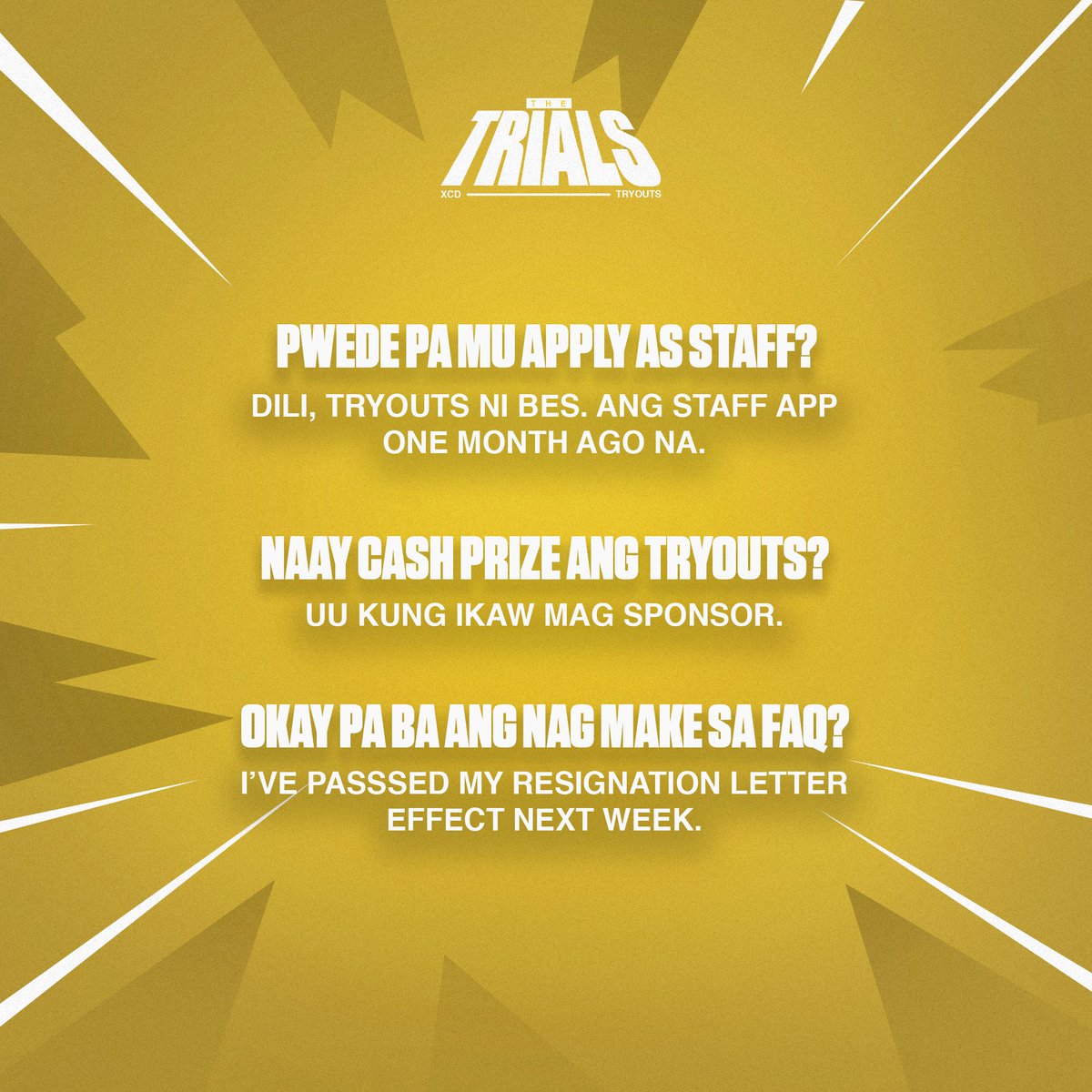 xuxceed's tweet image. FREQUENTLY ASKED QUESTIONS that are WAY too frequently asked part 4 because always naay wrong
😭😤😢🥵

Click here to register: forms.gle/bvGuKeYg7y8tfW…
Read the Guidelines here: tinyurl.com/XCEED-The-Tria…
Join us on Discord: discord.com/invite/X9DjJZD…

#EXPlus #XCEED #Trials