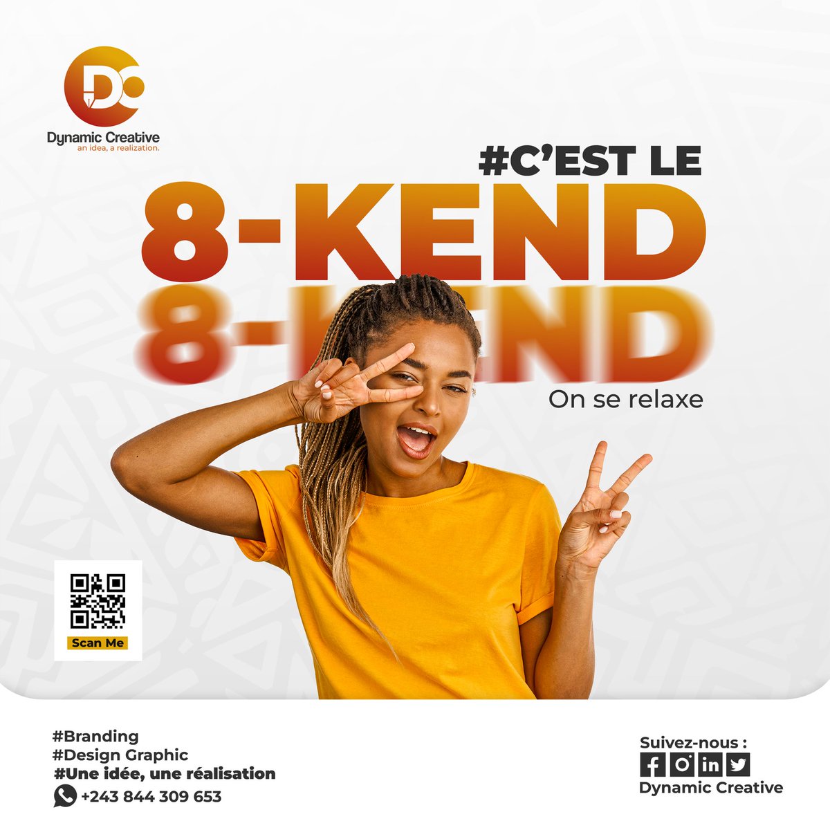 DynamicCreativ8's tweet photo. *C'est le 8-KEND, on se relaxe ✌🏽✌🏽*

#DC✒️💡
#in_idea_a_realization
#Weekend
#Design_graphic https://t.co/0uzkbvIk1u