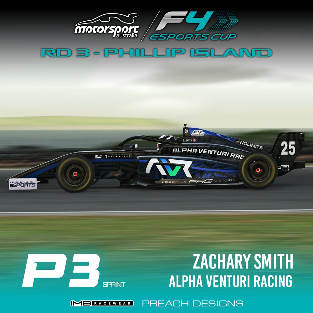 / / FIRST PODIUM / /

A fantastic result for <a href="/Sm1thy_333/">Zachary Smith</a> in Round 3 of the FRG Motorsport Australia Formula 4 Series after finishing on the podium in the Sprint Race at Phillip Island!

Some great moves against the leading drivers and fortunate overtakes put Smithy on the podium