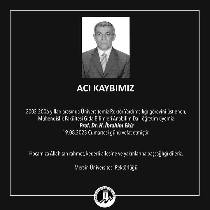 Acı Kaybımız…

Prof. Dr. H. İbrahim Ekiz hocamızı kaybettik. Ailesine ve sevenlerine başsağlığı diliyoruz.

#MersinÜniversitesi