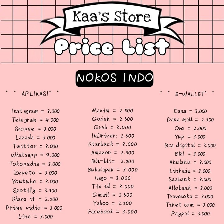 KaaStore_app's tweet photo. ✿♡✿ PRICE LIST NOKOS ✿♡✿ https://t.co/S6k96nnjtj