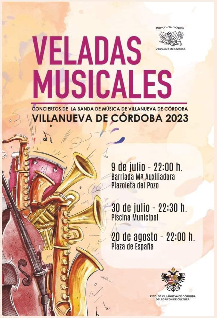 Os recordamos que MAÑANA 20 DE AGOSTO tendrá lugar la VELADA MUSICAL de la Banda de Música de Villanueva de Córdoba a las 22:00 horas en la Plaza de España.
#VillanuevadeCórdoba #BandadeMúsica