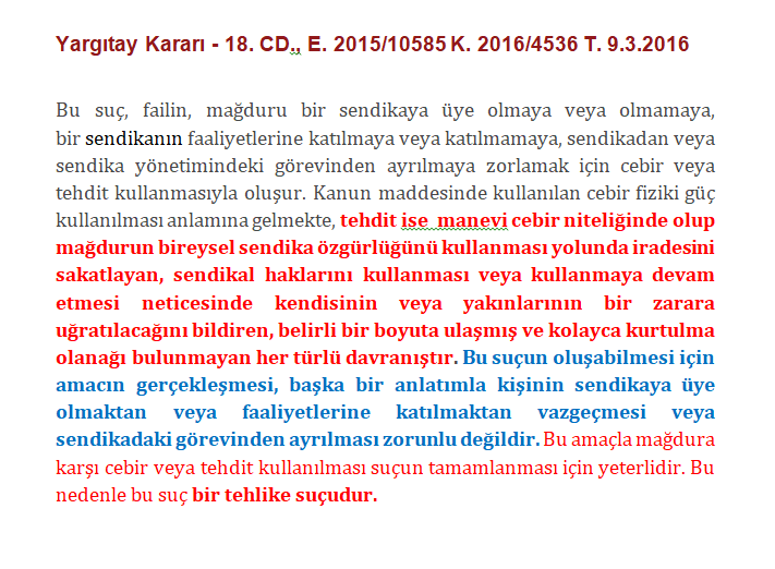 cyildirim07's tweet photo. TCK 118 suçun oluşabilmesi için amacın gerçekleşmesi, başka bir anlatımla kişinin faaliyetlerine katılmaktan vazgeçmesi zorunlu değildir. Bu amaçla mağdura karşı cebir veya tehdit kullanılması suçun tamamlanması için yeterlidir. Bu nedenle bu suç #birtehlikesuçu dur. 

#BAŞHEKİM https://t.co/QnTfynBw9V