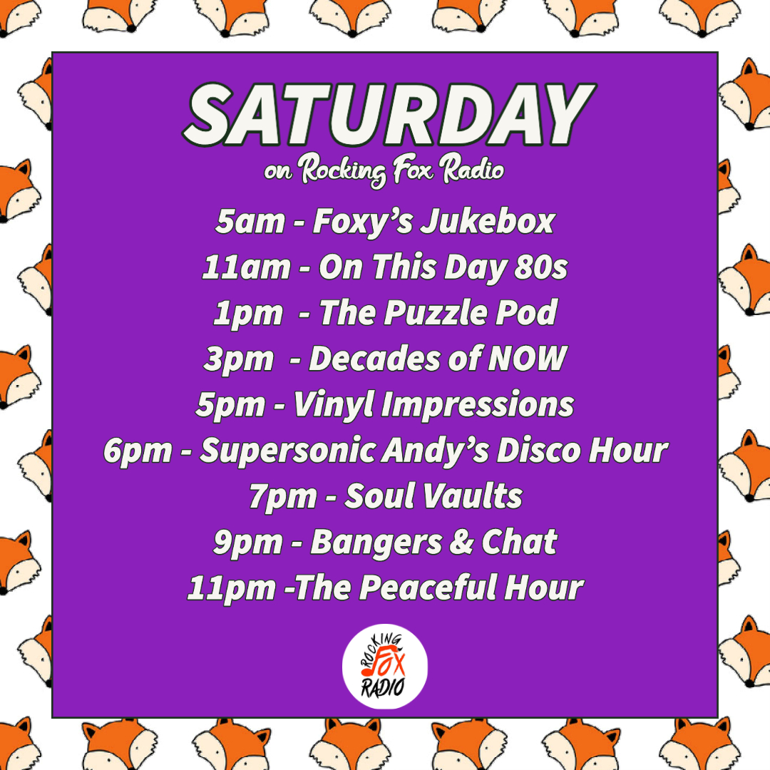 It's the weekend folks and Foxy has a day of great shows for you once more - starting with the last EVER OTD80s at 11am with DJ Key.