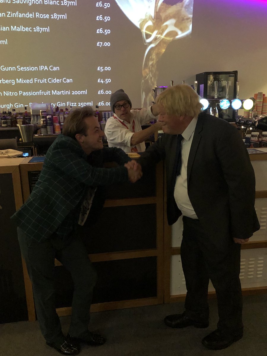 JamJarProds's tweet photo. SPOTTED: Mr Toad with Boris Johnson and Dominic Cummings in the Assembly Rooms bar – perhaps discussing a future collaboration...?

#edfringe23 #assemblyfest https://t.co/g7nckwmrCt