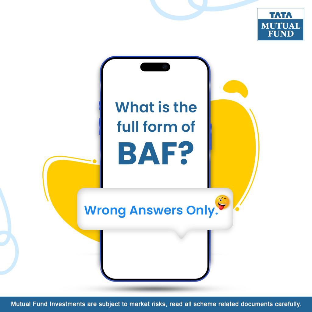 TataMutualFund's tweet photo. We're giving away a cool merchandize to the most creative wrong answer. Comment below and let us know what you think!
ย
#BAF #wronganswersonly #contest #financialliteracy #tatamutualfund #UnlockTheBalance #BalancedAdvantage #BAF #MutualFunds https://t.co/fAzHMFC6i9