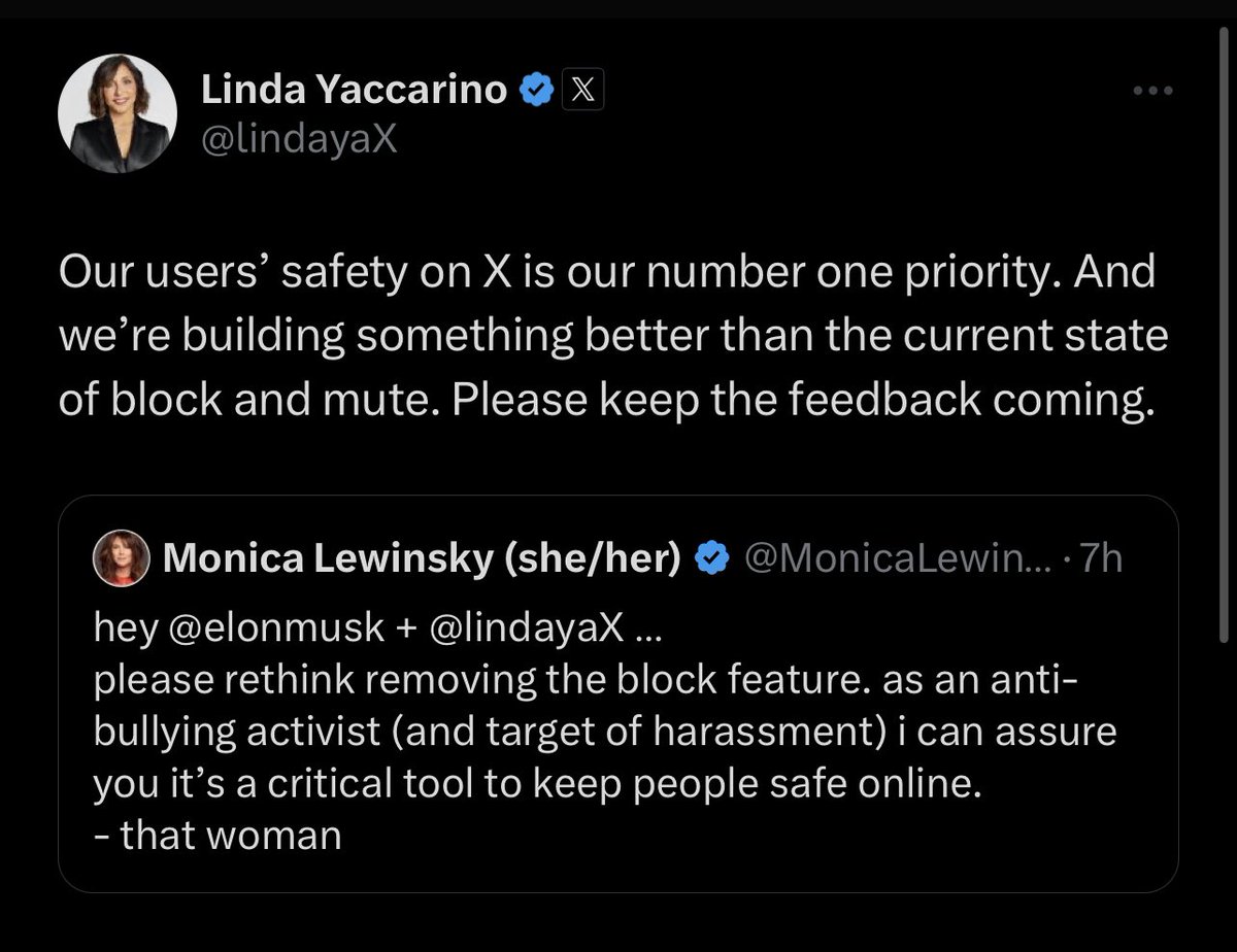 Dexerto's tweet photo. X CEO Linda Yaccarino says an alternative to the block feature will be available https://t.co/Ni3j7qEGzM