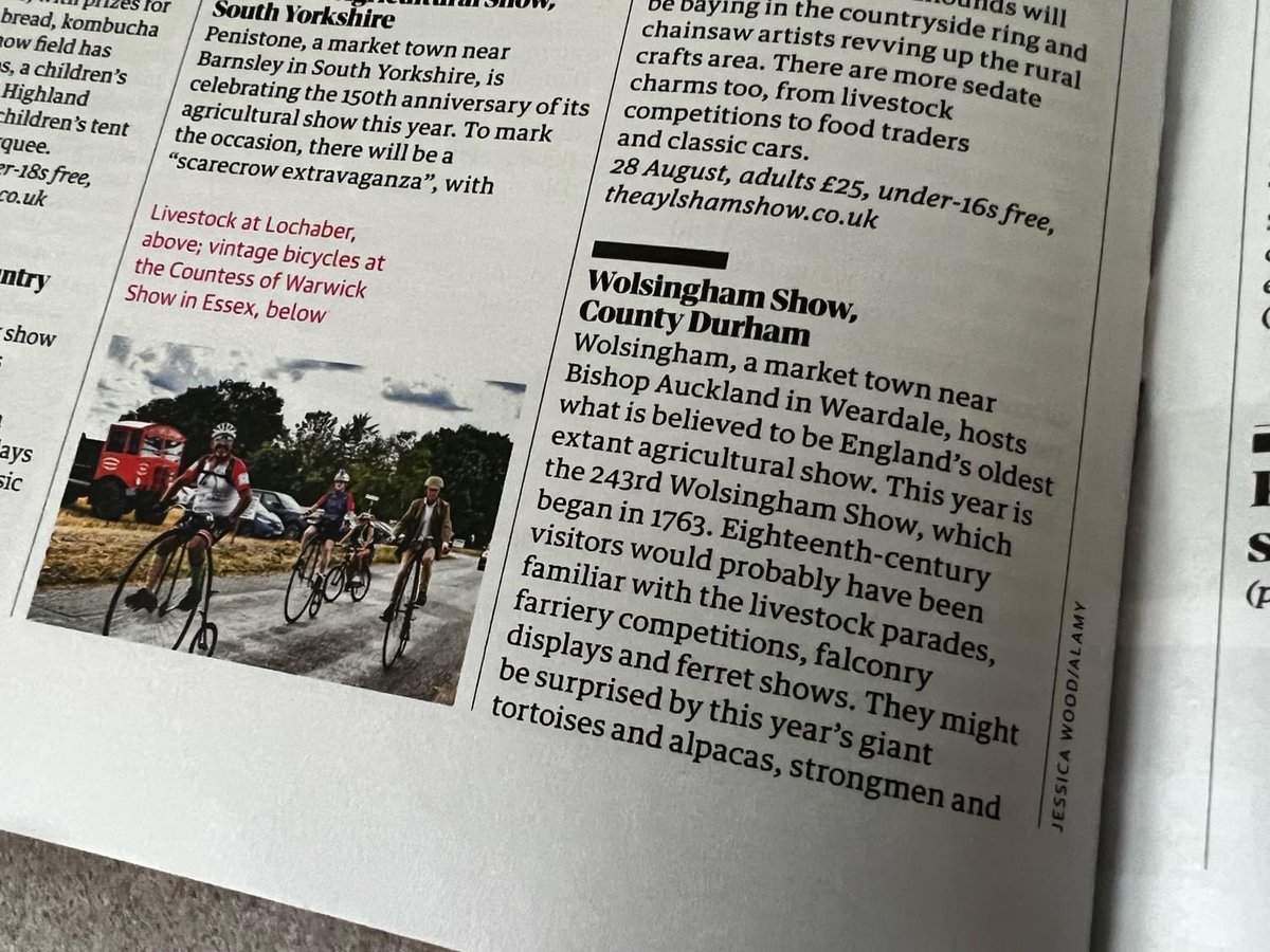 There's a great 4 page spread in this Saturday's Guardian magazine by Harry Pearson talking about Country Shows and we're really pleased to be included in his '10 great shows still to come' list!