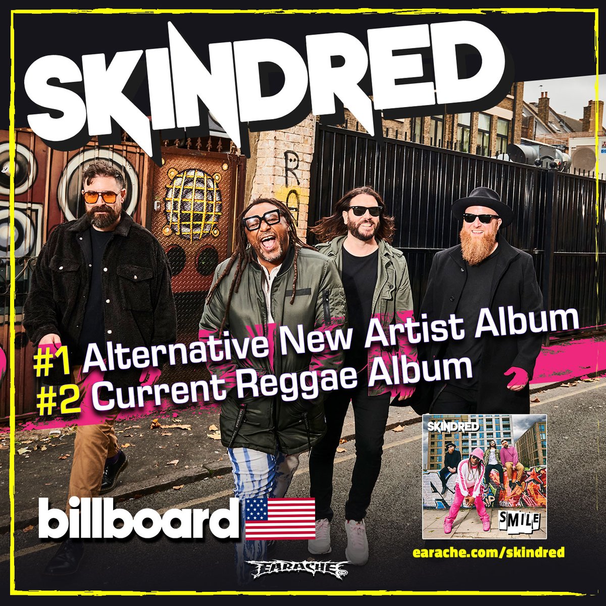 Great to see our new album Smile getting so much love around the World especially in the U.S where it is Number 1 Alternative new artist album in the Billboard Charts and Number 2 in the U.S . Reggae album charts. Thanks to our fantastic fans in the U.S.