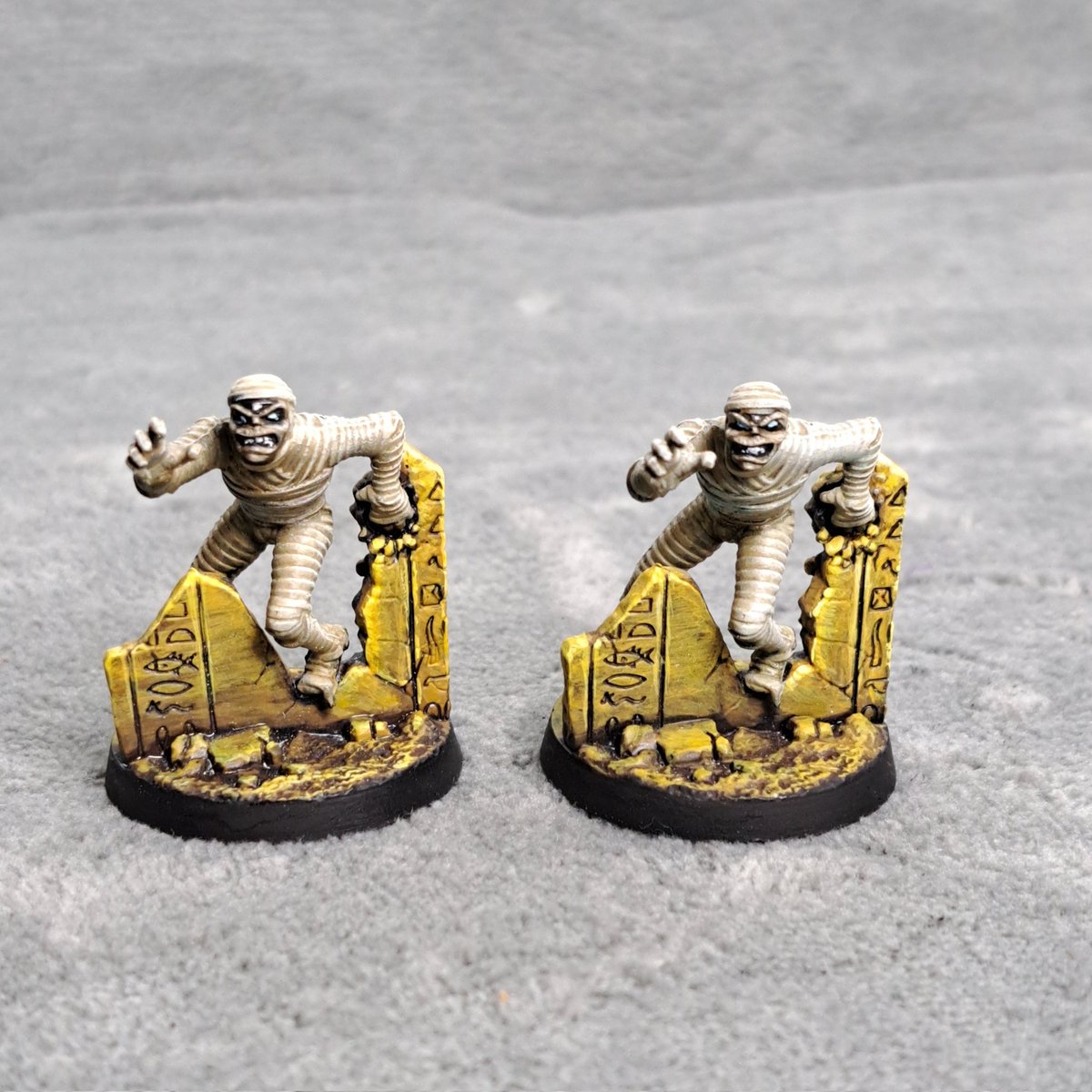 Painted these 2 live on Tik Tok Yesterday.  One is for keeps and one is for sale. Compatible with zombicide BP, gh, wd, 2nd and Ankh.
#boardgames #ironmaiden #cmon #mummy #paintedminiatures