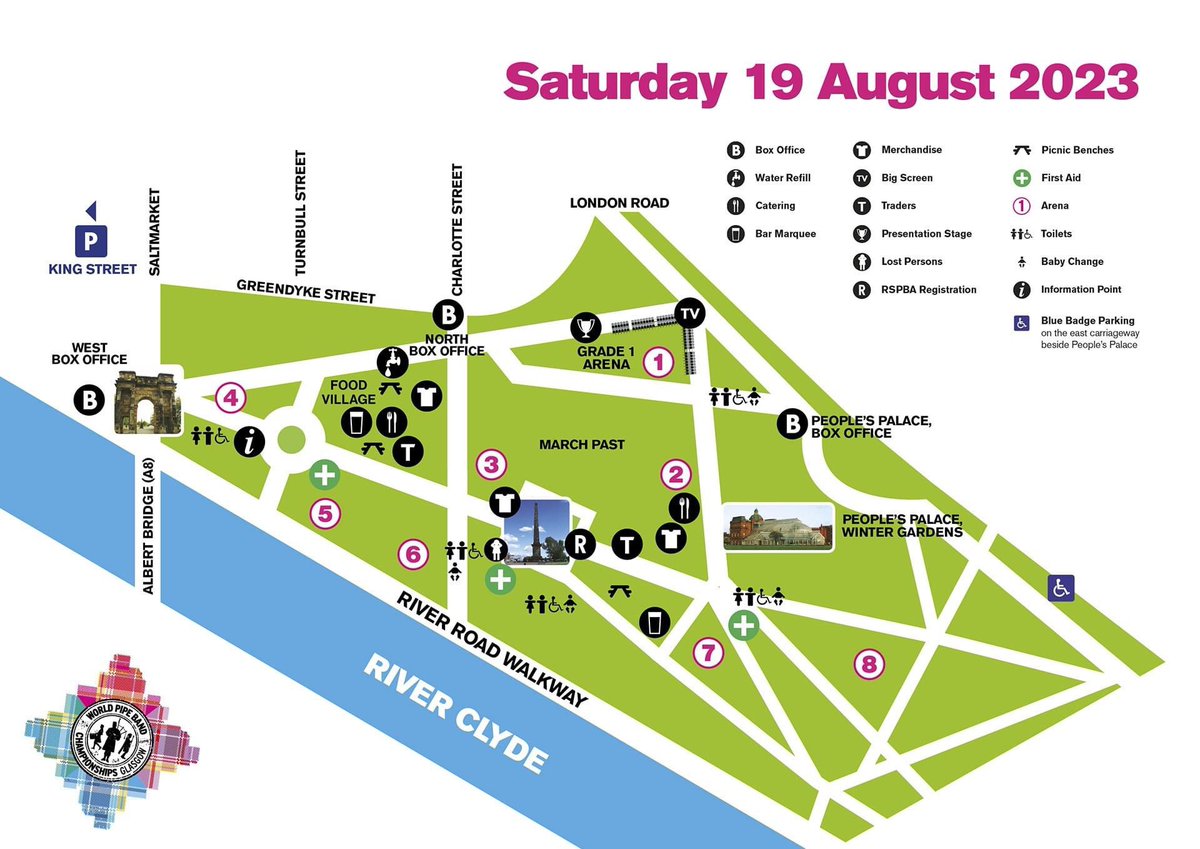 1/2 Top tips for visiting Glasgow Green today: ▪️We have 3 entrances - Saltmarket, Charlotte Street and People’s Palace. Please use them all. ▪️You can buy your tickets online all day. Purchase your e-tickets now: theworlds.co.uk