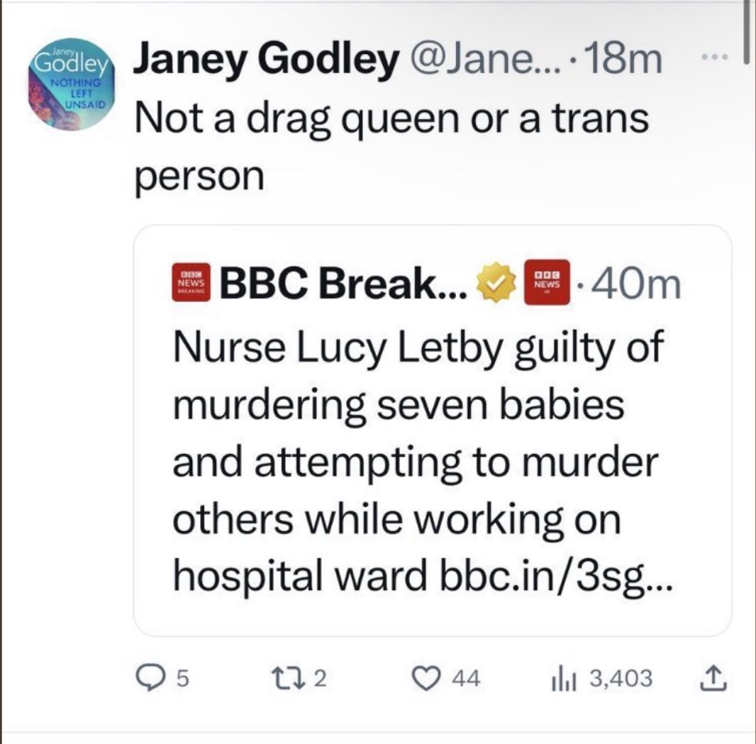 In an ever changing world there is some comfort to be had knowing that some things are constant.  Janey Godley plumbing the depths again is one example.