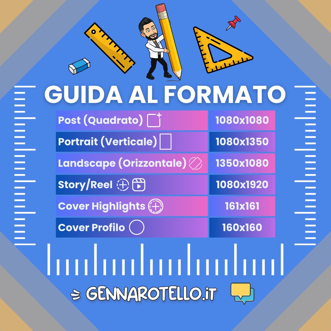 gennaro_tello's tweet image. 𝙋𝙍𝙀𝙉𝘿𝙄𝘼𝙈𝙊 𝙇𝙀 𝙈𝙄𝙎𝙐𝙍𝙀 📐
#InstagramGuide #InstagramTutorial #Guida #Dimensioni #Formato #MarketingItalia #SocialMediaItalia #SocialStrategyItalia #SocialMediaManagerItalia #ContentCreatorItalia #SMMItaliani #SMMItalia #SocialMediaMarketingItalia #CanvaItalia