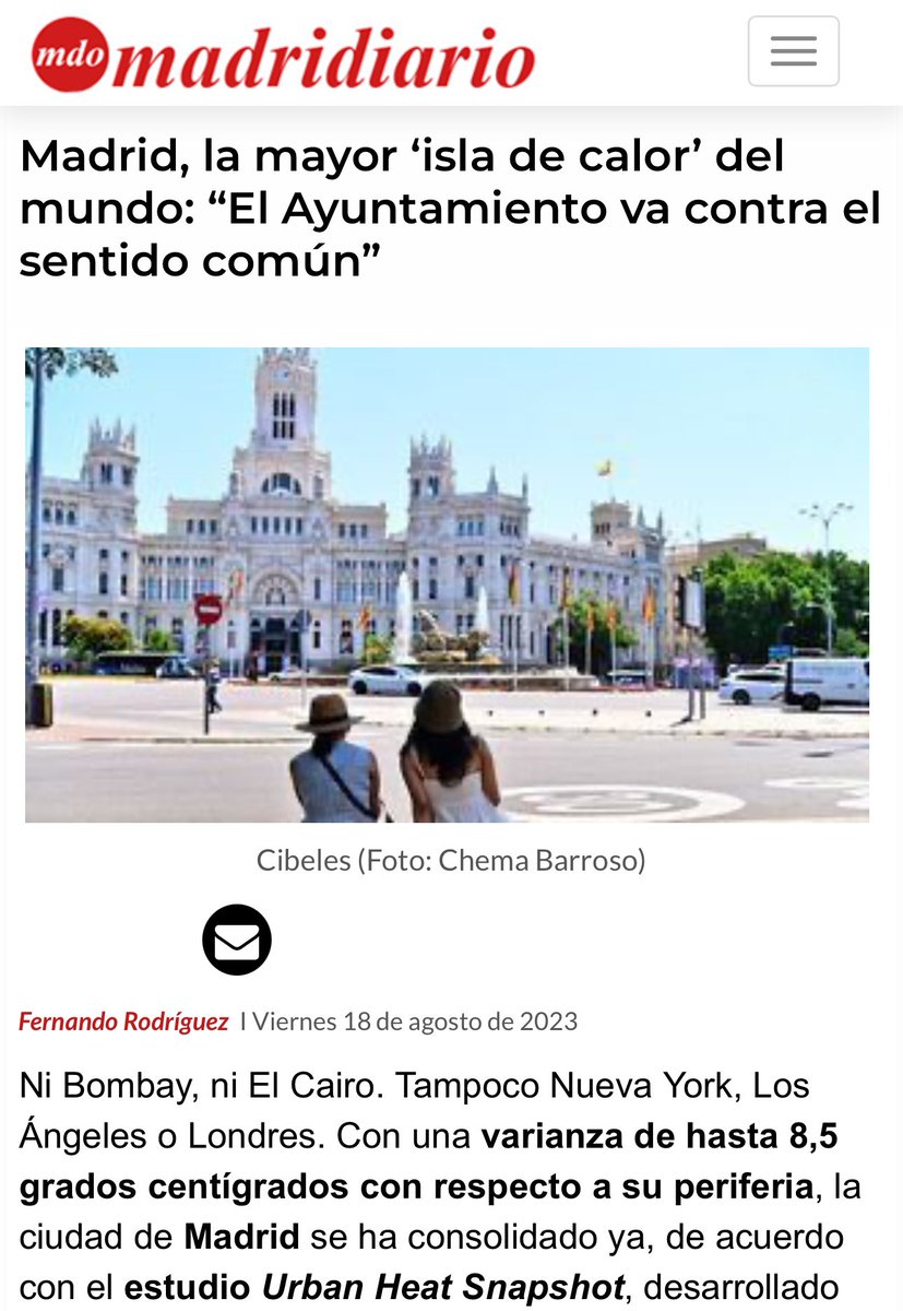 Otto_Mas's tweet photo. Resulta que Madrid es la mayor ‘isla de calor’ del mundo gracias al asfalto y, sobre todo, a los 78.616 árboles que se han talado con Almeida. https://t.co/q5a6ePqtoH