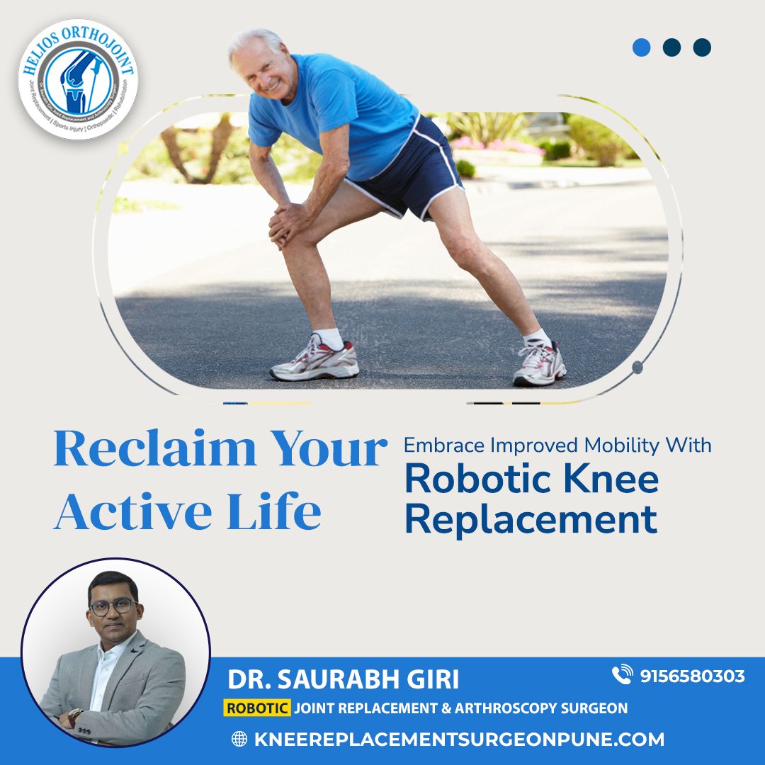 HeliosOrtho's tweet image. Imagine a world where knee surgery is transformed by cutting-edge technology. With Robotic Knee Replacement Surgery  
🌏 kneereplacementsurgeonpune.com 
📲9156580303 
#RoboticKneeSurgery #PrecisionAndPerfection #AdvancedOrthopedics #KneeReplacementExpert #DrSaurabhGiri #pcmc