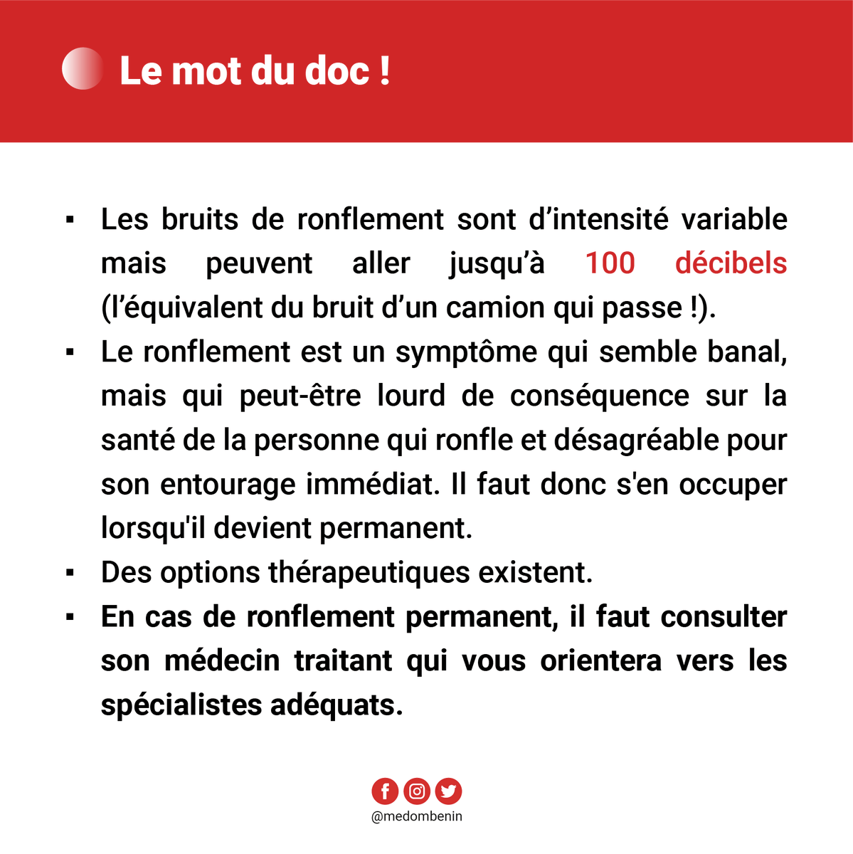 BeninMedom's tweet photo. Les ronflements (Partie 3)

Le mot du Doc ! https://t.co/QvLzmHjA7P