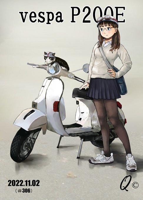 #バイク女子 #バイクの日2023 Vespa多めのバイクイラストバイクイラストもっと描きたいんですが、ムズイっすバイク描ける人マジ尊敬する 