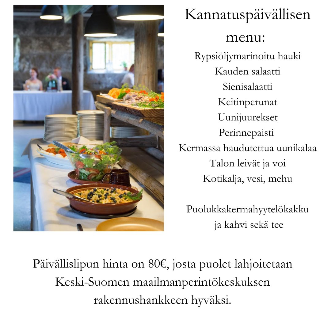 Keski-Suomen maailmanperintökeskuksen kannatuspäivällinen järjestetään la 9.9. klo 17-19. Päivällislipun hinta 80€, josta puolet lahjoitetaan Keski-Suomen maailmanperintökeskuksen hyväksi. Liput: petajavesioldchurch.johku.com

#petäjävedenvanhakirkko #visitjyvaskylaregion