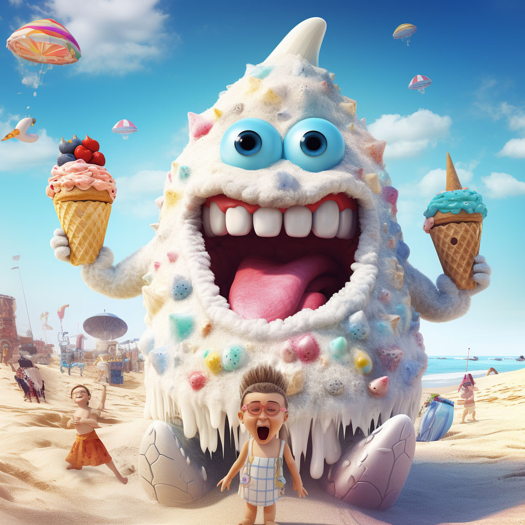 ⬛️◼️◾️ Collected!!! ◾️◼️⬛️

"The ice cream monster" by  <a href="/kat1212m2/">kat1212m2</a>  🍦🍦🍦

A scrumptious piece from the @VertikalAiVortx Summer Ai Art Contest
☀️💛☀️

#nftcommunity #nftart #nftcollector #VAVortexArtDay