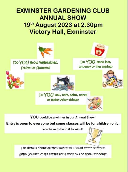 There's a gardening show in the Hall this afternoon from 2.30pm

Why not pop along?

#Exminster #Devon #gardening