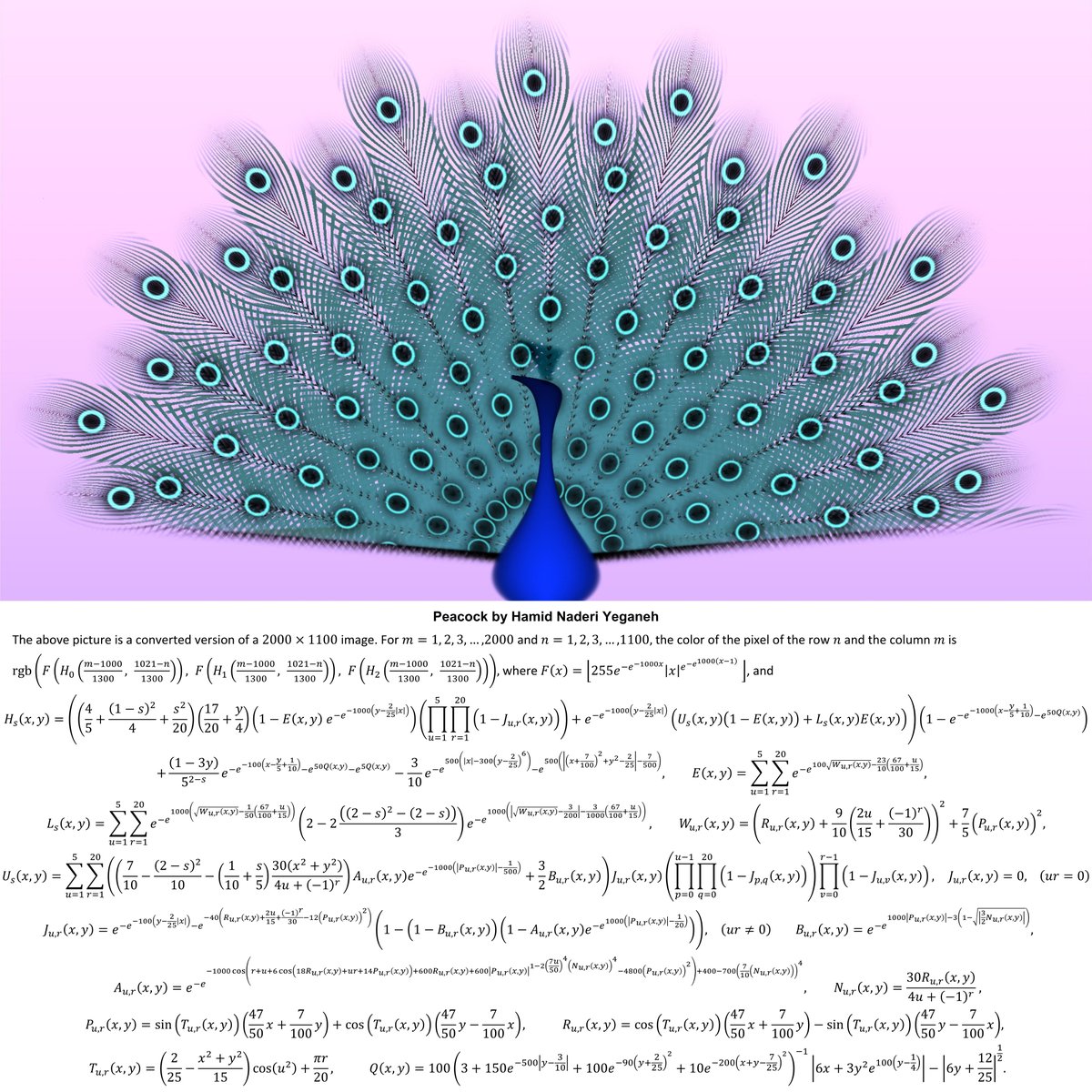 naderi_yeganeh's tweet image. I drew this peacock with mathematical equations.
