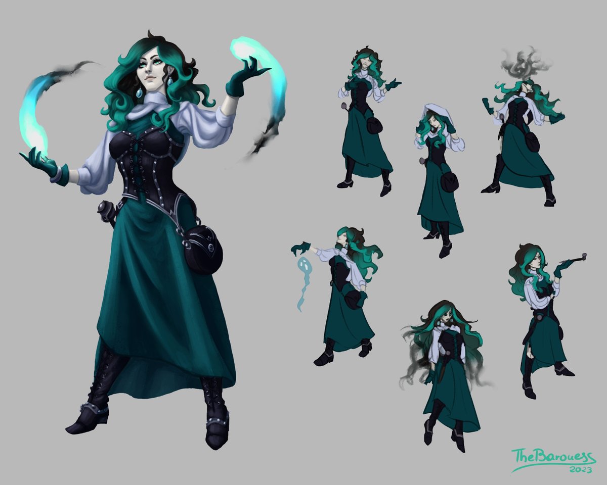 Thebaroness0's tweet photo. Hoi! I'm on summer break! What better moment to reorganize some of the best results of these past months' master class? Enjoy my #characterdesign for Anika Fuhe!

#pathfinder2e #homebrew #ttrpgart #illustration #digitalartwork https://t.co/V3mMGu1syS