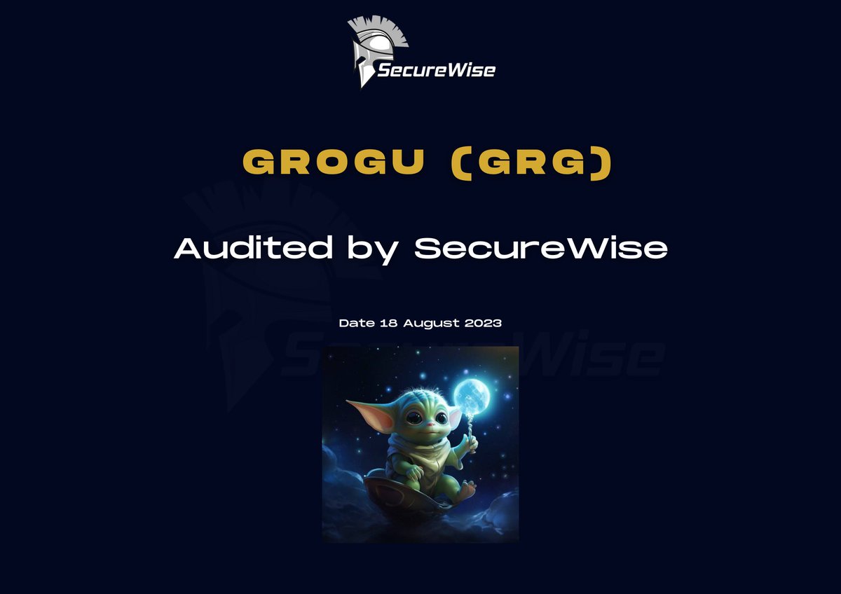 We are happy to announce that @Groguglobal has completed Smart Contract AUDIT with SecureWise 

Check out the report   
github.com/securewise/aud…

GROGU (GRG)
grogutoken.net
t.me/grogutokenglob…

 #launchpad #Audit #Pinksale #BSCGems #BSCNews #BSC