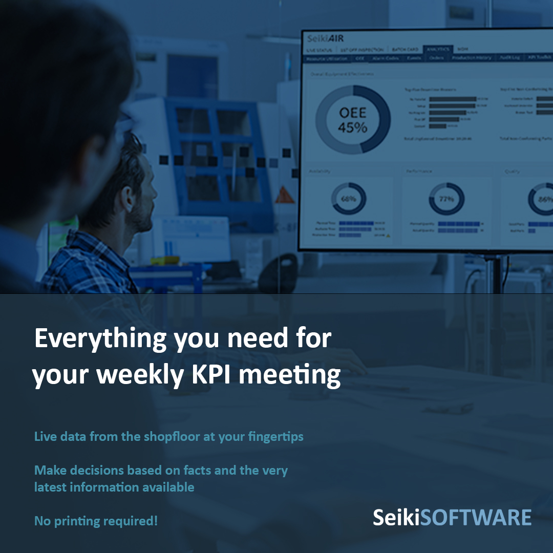 SeikiSoftware's tweet image. Happy Friday! How&apos;s your week been?   

If you&apos;re a #manufacturing manager going into your weekly KPI meeting to report on the week&apos;s performance, live analytics dashboards can save you time and help you make more informed decisions seikisystems.co.uk/?p=4956 

#mfg #ukmfg