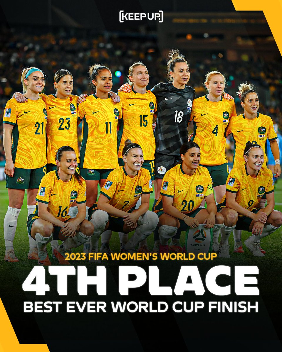 AUSTRALIA’S GREATEST-EVER WORLD CUP RESULT 🇦🇺🏆🙌 The 4th best football team in the world. Let that sink in. A truly phenomenal achievement from our Matildas. 📰: bit.ly/3QOximL #FIFAWWC #DubAtTheCup #Matildas #SWEvAUS