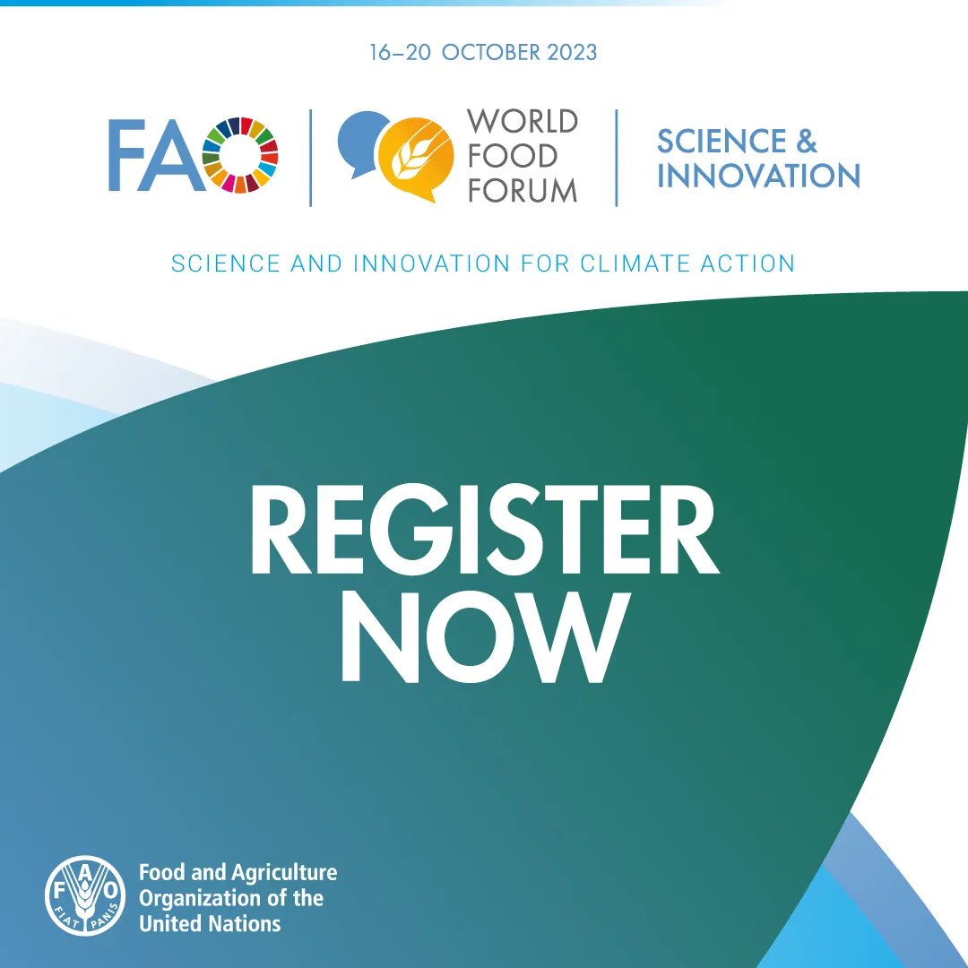FAOScienceChief's tweet photo. 🔈Have you registered for @FAO Science &amp; Innovation Forum 2023?
If not, then simply head to 👉https://t.co/F1nTFu4tbg

Join us on 16-20 October to discuss science &amp; innovation for #ClimateAction !
🔍 View the agenda https://t.co/YBznJf91kh 

#AgInnovation
#SIF2023
#WorldFoodForum https://t.co/193ZCOHio8